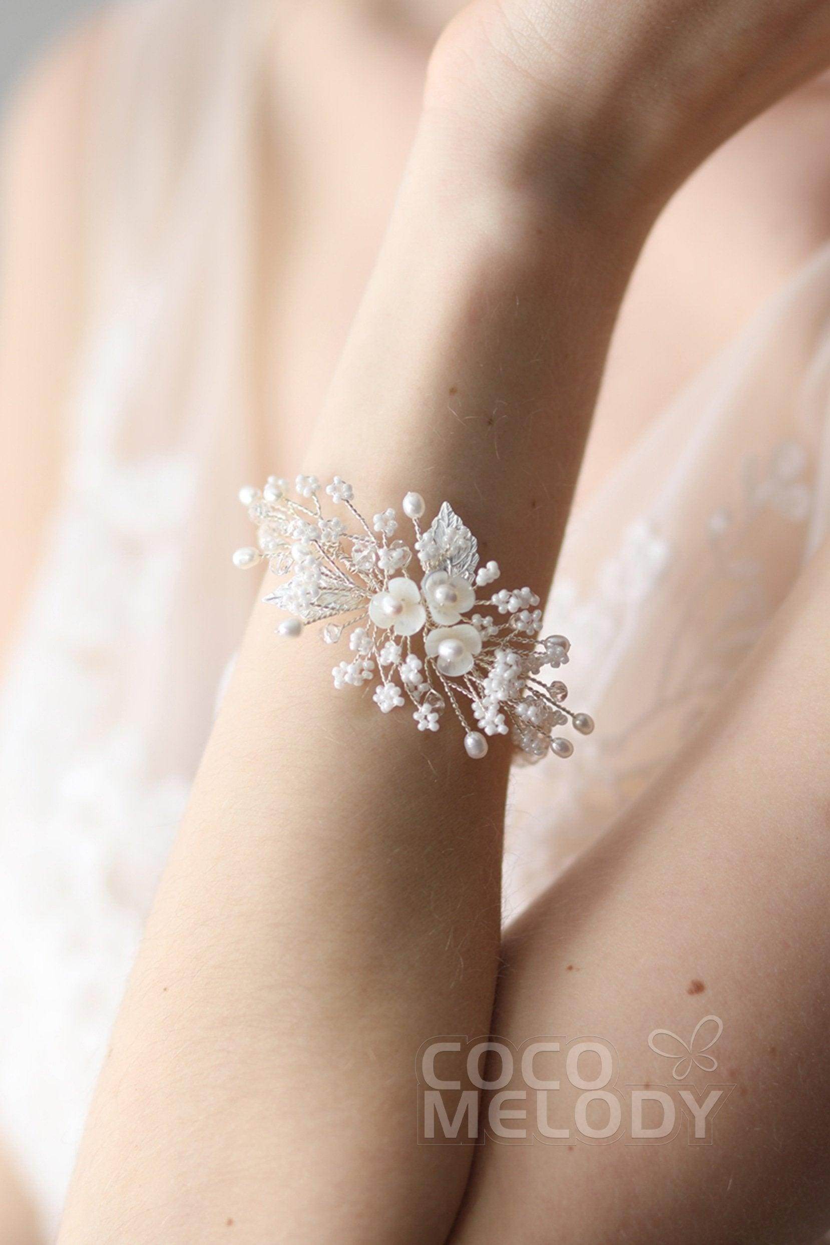 Alloy Wedding Bracelets with Pearl and Crystals CQ0034 - COCOMELODY